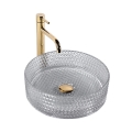 REA-U9615 - Мивка за плот CRISTAL, диаметър 35,5 см, стъкло/сиво