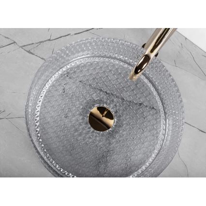 REA-U9615 - Мивка за плот CRISTAL, диаметър 35,5 см, стъкло/сиво