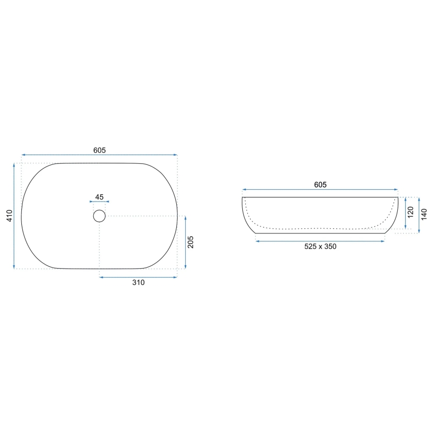 REA-U9655 - Умивалник за плот CLEO 41x60,5 см керамика/бежов
