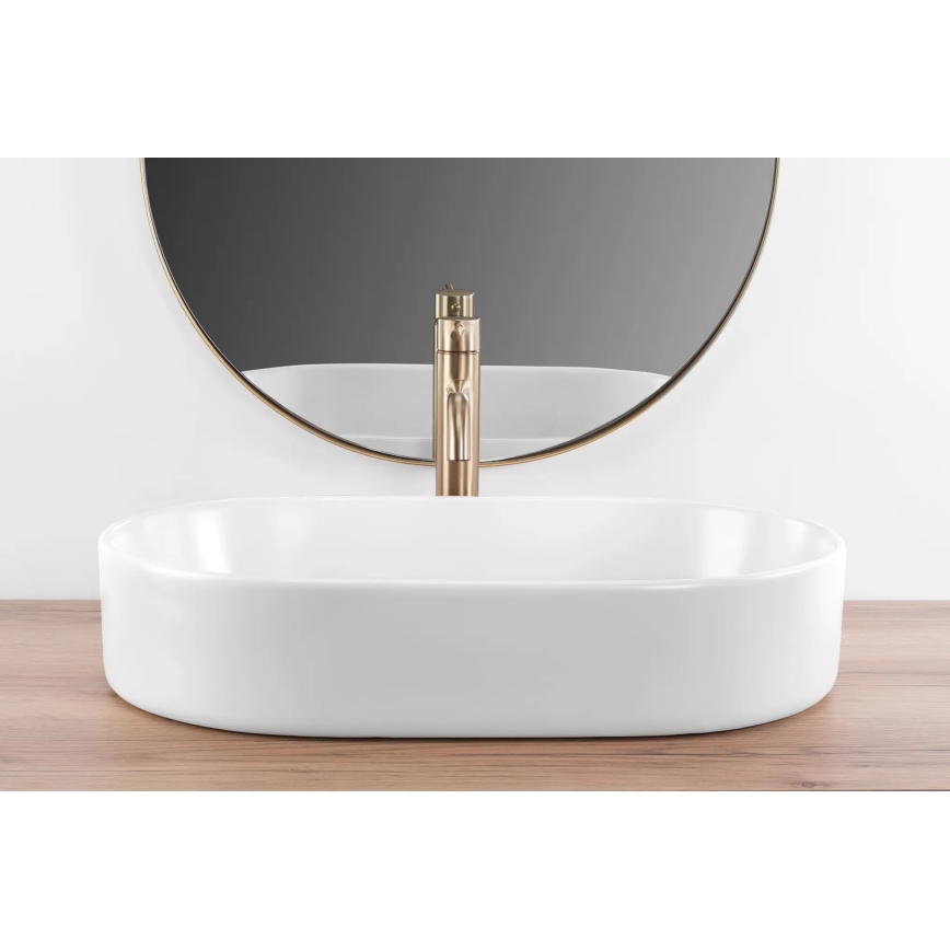 REA-U9657 - Умивалник за плот NADIA 38,5x61 см керамичен/матово бял