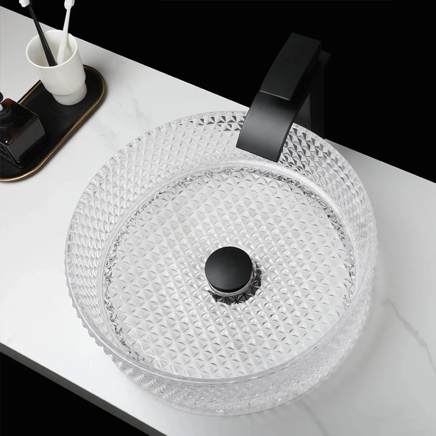 REA-U9670 - Мивка за плот CRISTAL 35,5 cm стъкло/прозрачно