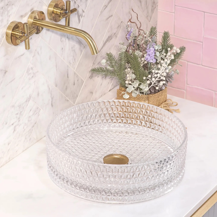 REA-U9670 - Мивка за плот CRISTAL 35,5 cm стъкло/прозрачно