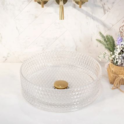 REA-U9670 - Мивка за плот CRISTAL Ø 35,5 см стъкло/прозрачно