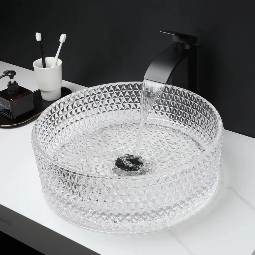 REA-U9670 - Мивка за плот CRISTAL Ø 35,5 см стъкло/прозрачно