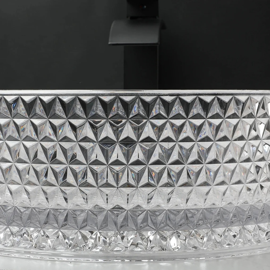 REA-U9670 - Мивка за плот CRISTAL Ø 35,5 см стъкло/прозрачно