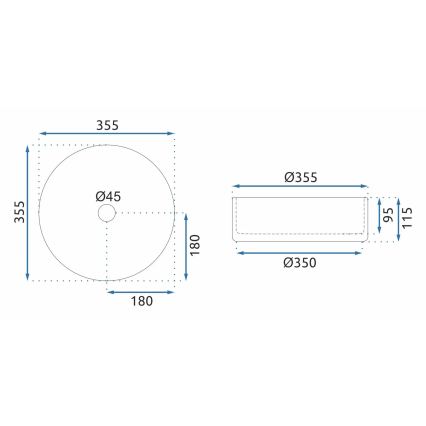 REA-U9670 - Мивка за плот CRISTAL Ø 35,5 см стъкло/прозрачно