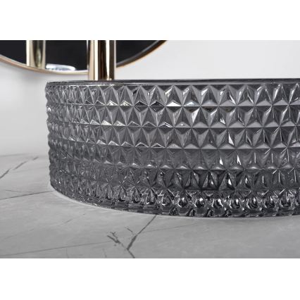 REA-U9671 - Умивалник за плот CRISTAL Ø 35,5 см стъкло/димно сиво