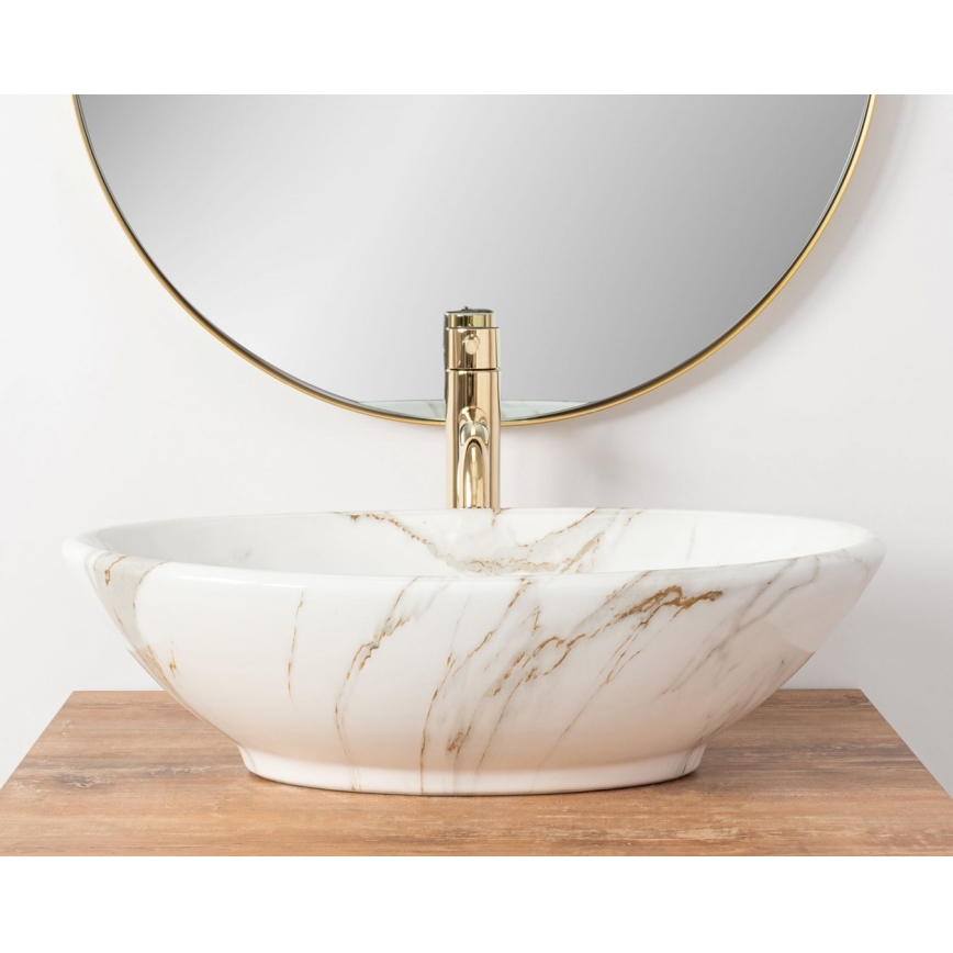 REA-U9685 - Мивка за плот PAMELA 33x53 cm керамика/мраморен декор