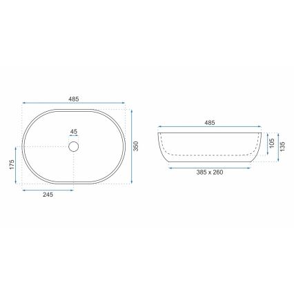 REA-U9888  - Мивка за плот LARA 35x48,5 см, керамика/имитация на камък