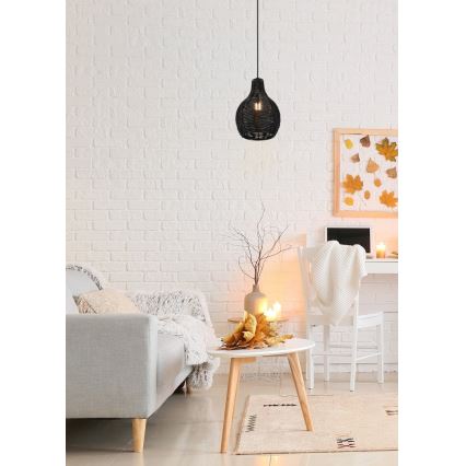 Reality - Пендант на кабел SPROUT 1xE14/40W/230V черен/ратан