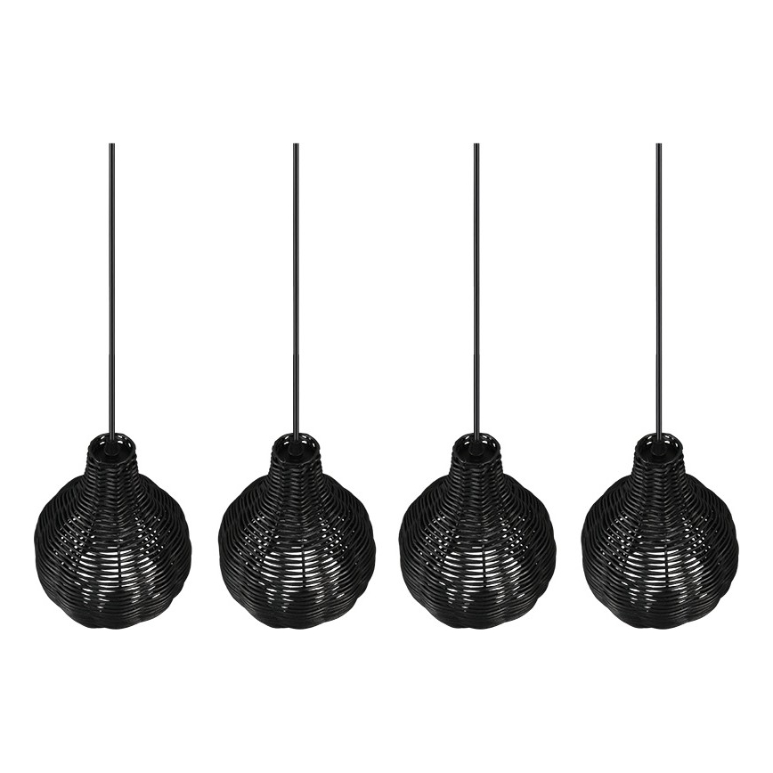 Reality - Полилей на кабел SPROUT 4xE14/30W/230V черен/ратан