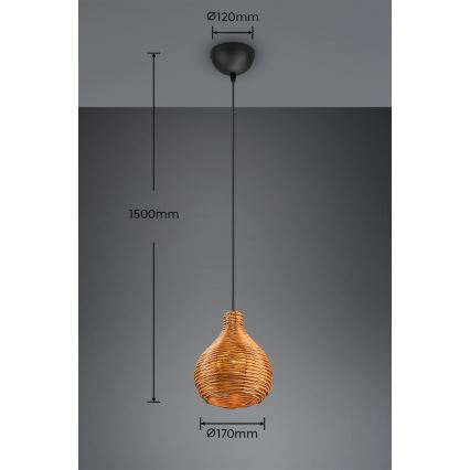 Reality - Висяща лампа на кабел SPROUT 1xE14/40W/230V кафяв/ратан