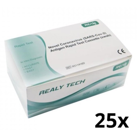 RealyTech - Антигенен COVID-19 бърз тест (тампон) - от носа 25 бр.
