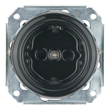 Reblig - Порцеланова ретро домашна розетка без рамка SCHUKO 250V/16A черна