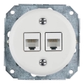 Reblig - Порцеланова ретро Ethernet розетка без рамка 2x CAT.5E бяла