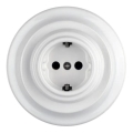 Reblig - Порцеланова ретро розетка с рамка SCHUKO 250V/16A бяла