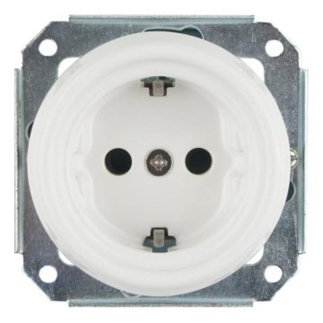 Reblig - Порцеланова ретро стенна розетка без рамка SCHUKO 250V/16A бяла