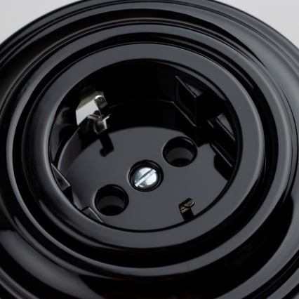 Reblig - Ретро битов контакт с рамка SCHUKO 230V/16A, черен