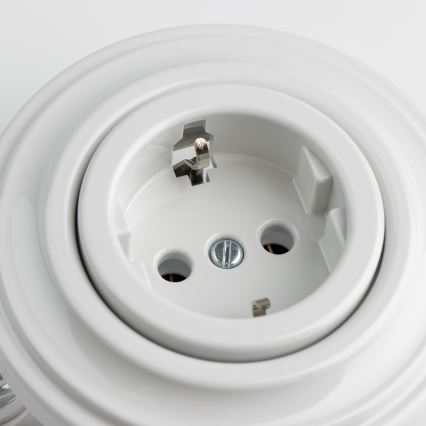 Reblig - Ретро домашен контакт с рамка SCHUKO 230V/16A, керамичен, бял