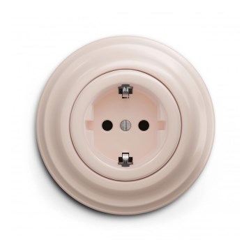 Reblig - Ретро домашна електрическа розетка с рамка SCHUKO 230V/16A старо-розова