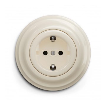 Reblig - Ретро домашна розетка с рамка SCHUKO 230V/16A бежова