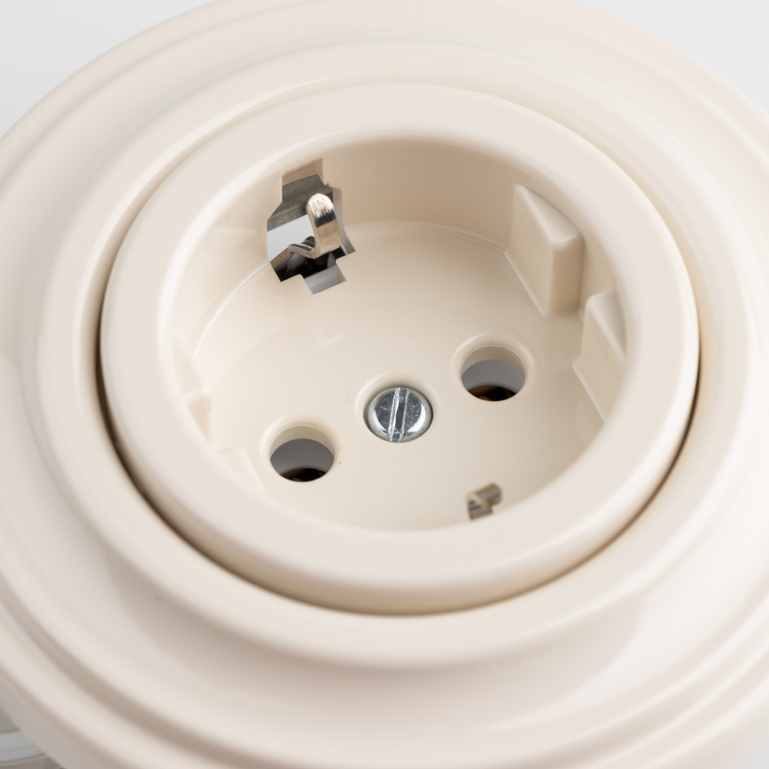 Reblig - Ретро домашна розетка с рамка SCHUKO 230V/16A бежова