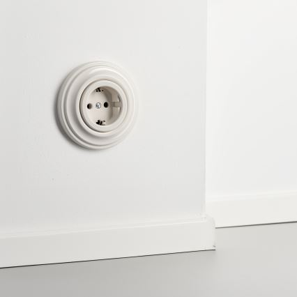 Reblig - Ретро домашна розетка с рамка SCHUKO 230V/16A бежова