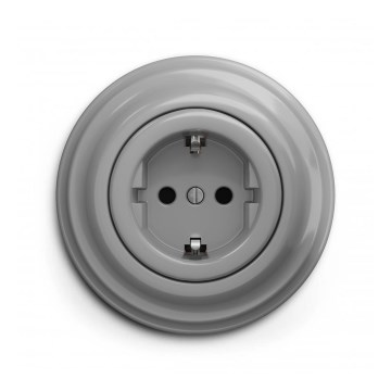 Reblig - Ретро домашна розетка с рамка SCHUKO 230V/16A сива