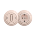Reblig - Ретро еднополюсен ключ № 1 и SCHUKO розетка 230V с рамка в старо-розов цвят