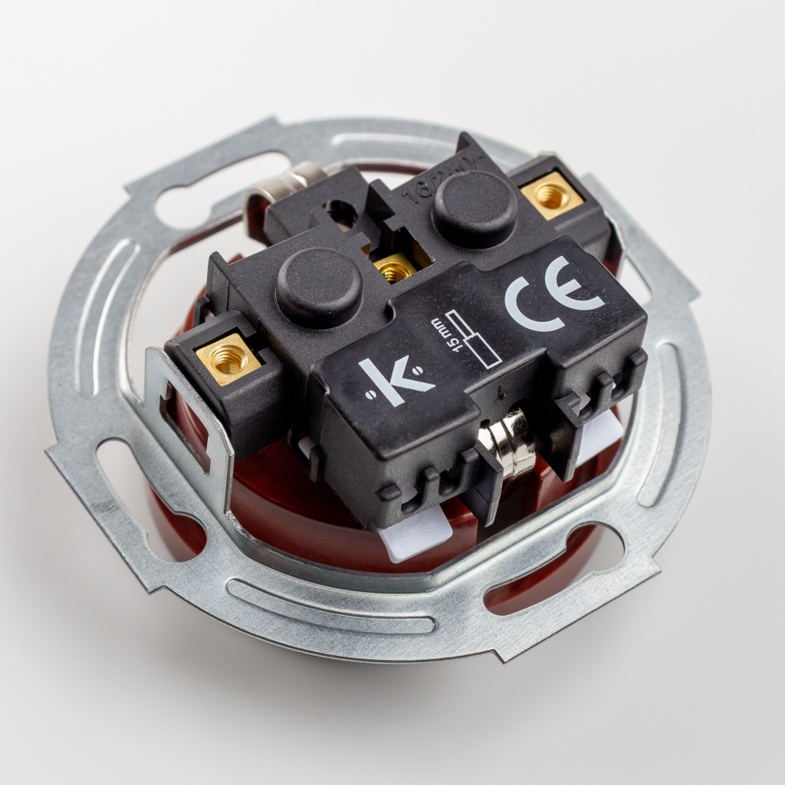 Reblig - Ретро еднополюсен ключ № 1 и SCHUKO розетка 230V с кафява рамка