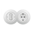 Reblig - Ретро еднополюсен ключ № 1 и SCHUKO розетка 230V със снежнобяла рамка