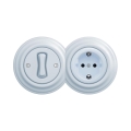 Reblig - Ретро еднополюсен ключ № 1 и SCHUKO контакт 230V с рамка в синьо