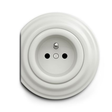 Reblig - Ретро електрическа розетка без рамка 230V, керамична, бяла