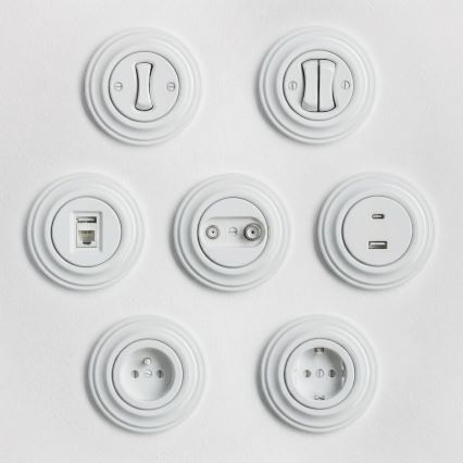 Reblig - Ретро настенен контакт с рамка 230 V, снежнобял