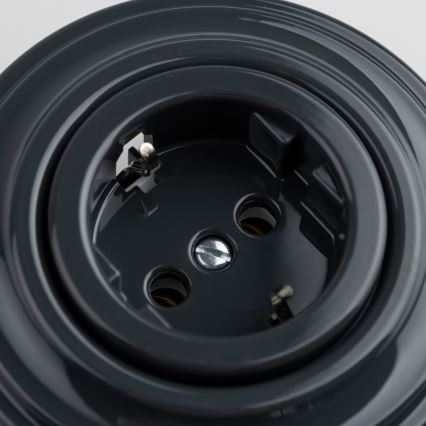 Reblig - ретро стенен контакт с рамка SCHUKO 230V/16A, антрацит