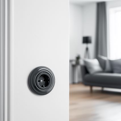 Reblig - ретро стенен контакт с рамка SCHUKO 230V/16A, антрацит