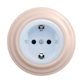 Reblig - Ретро стенен контакт с рамка SCHUKO 230V/16A син/старо-розов