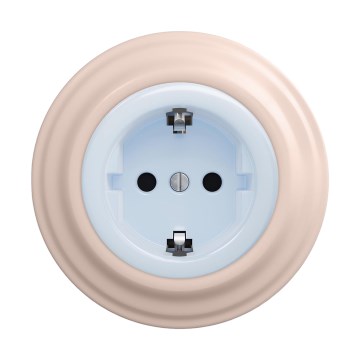 Reblig - Ретро стенен контакт с рамка SCHUKO 230V/16A син/старо-розов