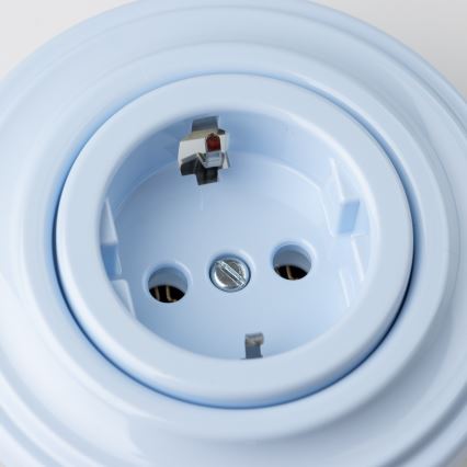 Reblig - Ретро стенна розетка с рамка SCHUKO 230V/16A синя
