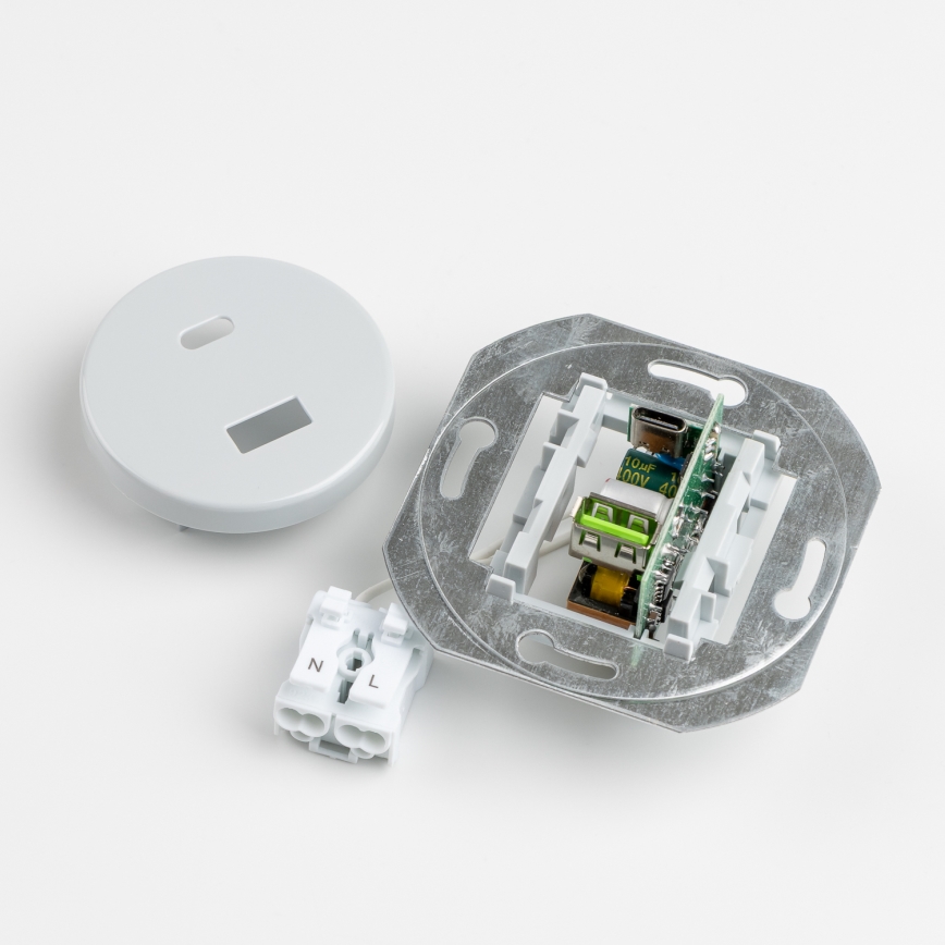 Reblig - Ретро USB розетка A+C със сива рамка