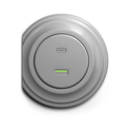 Reblig - Ретро USB контакт A+C без рамка, сив