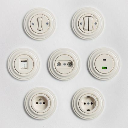 Reblig - Ретро USB контакт A+C с бежова рамка
