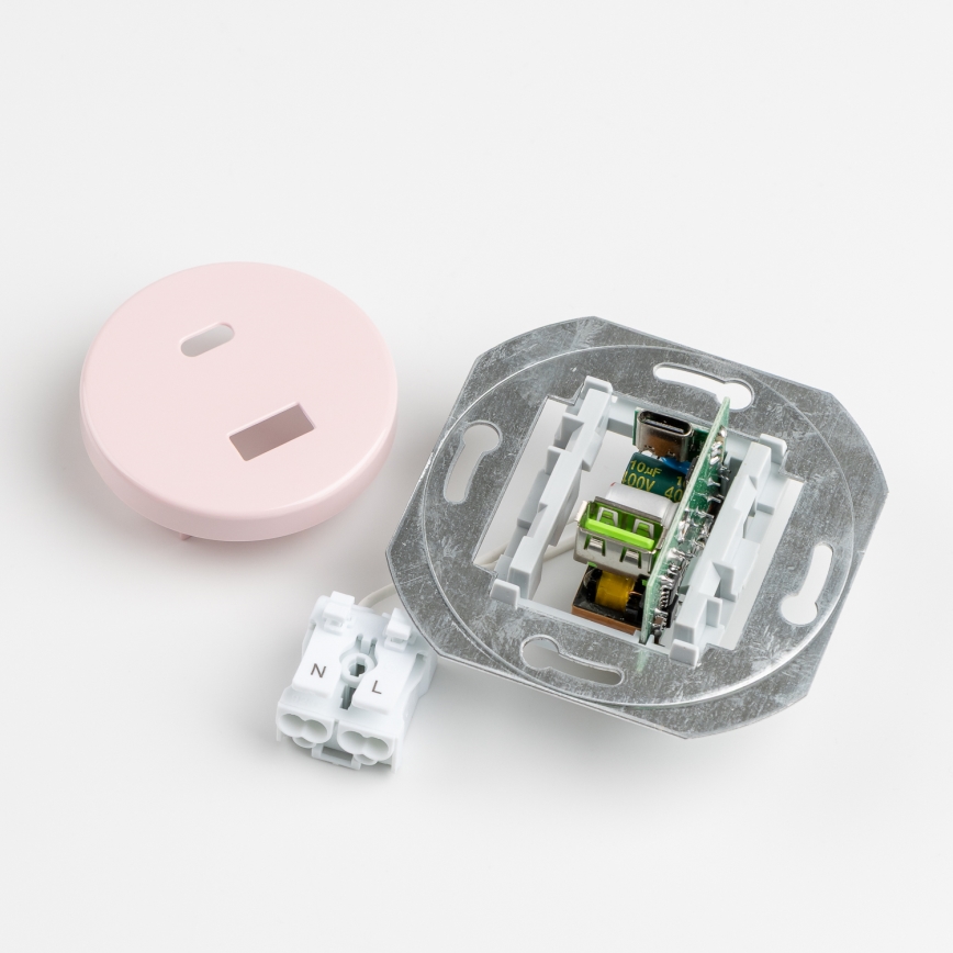 Reblig - Ретро USB контакт A+C с рамка старо-розово