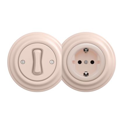 Reblig - Ретро контакт за дома без рамка SCHUKO 230V/16A, старо-розово