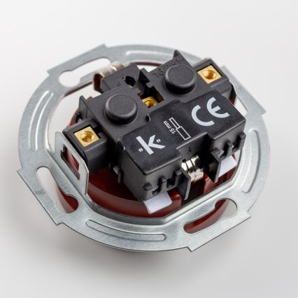 Reblig - Тройна ретро стенна розетка с рамка SCHUKO 230V кафява