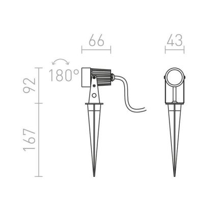 RED - Design Rendl - R10530 - LED Екстериорна лампа GUN LED/3W/230V IP65