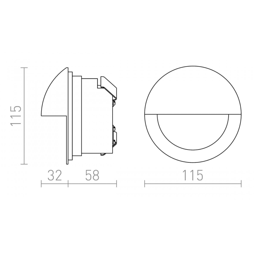 RED - Design Rendl - R10558 - LED Екстериорна вградена лампа ASTERIA LED/3W/230V IP54