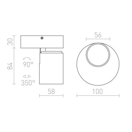 RED - Design Rendl - R12076 - Стенен спот DUGME 1xGU10/35W/230V