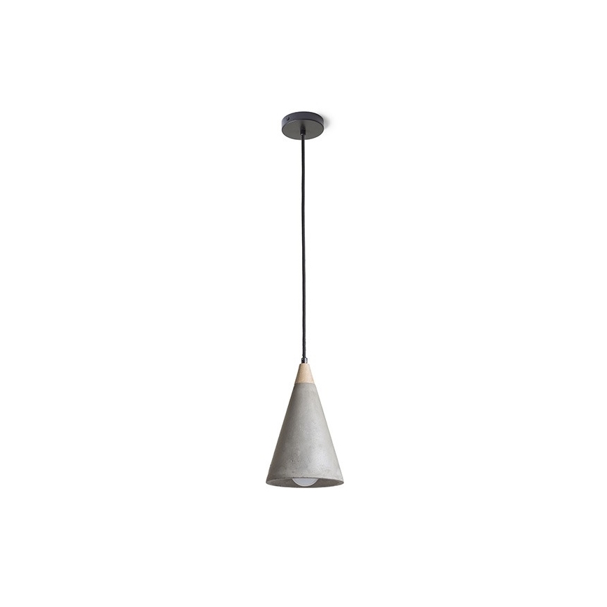 RED - Design Rendl - R12380 - Висящ полилей HEIDI 1xE27/28W/230V бетон/дърво