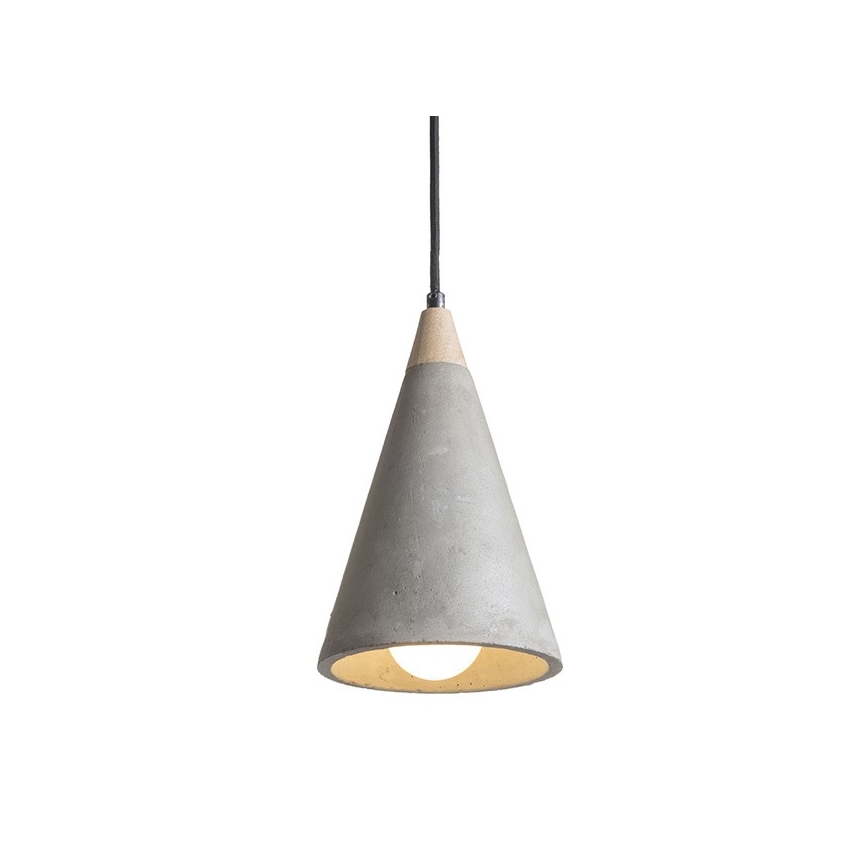 RED - Design Rendl - R12380 - Висящ полилей HEIDI 1xE27/28W/230V бетон/дърво